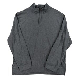 Tahari Sweater Mens 2XL Gray Herringbone 1/4 Zip Mock Neck Knit Pullover Top